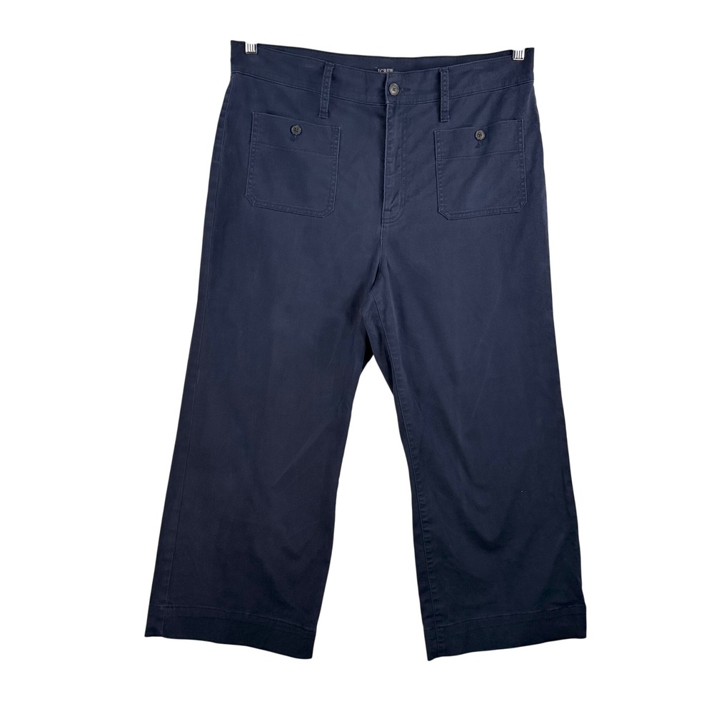 J.Crew Chino Pants sz 33 Navy Blue Wide Leg Utility preppy minimalist stretch